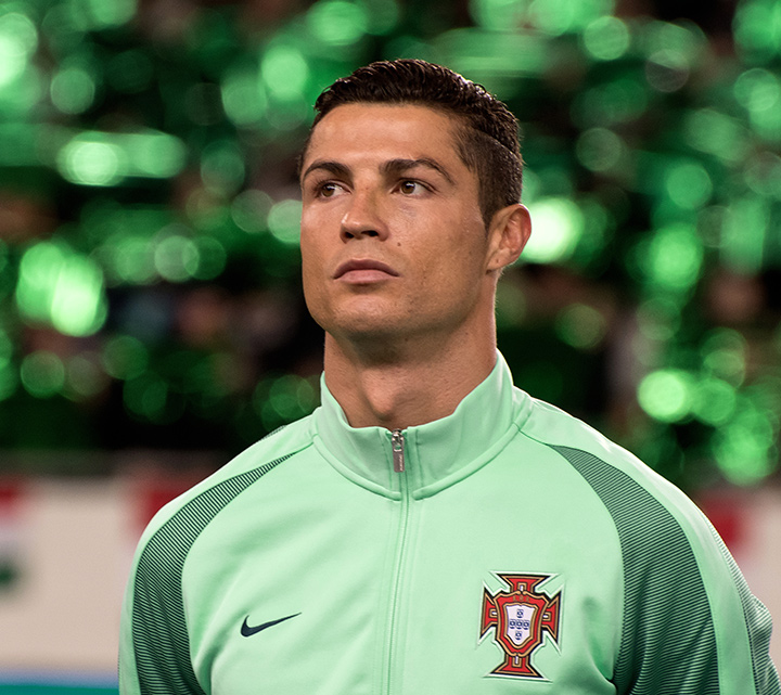 Cristiano Ronaldo photographed during the World Cup qualification match. Road to Russia.