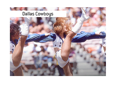 The famous Dallas Cowboys cheerleaders in action.