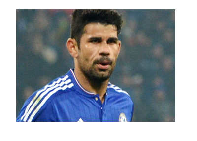 Diego Costa of Chelsea FC in full focuse.  The title game is very much on.  Year is 2017.