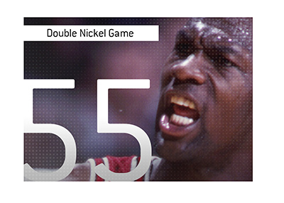 Michael Jordan and the famous double nickel game, when he scored 55 points against the Knicks.
