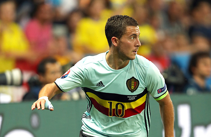 Arguably the best player on the Belgium team - Eden Hazard - in action for his country.