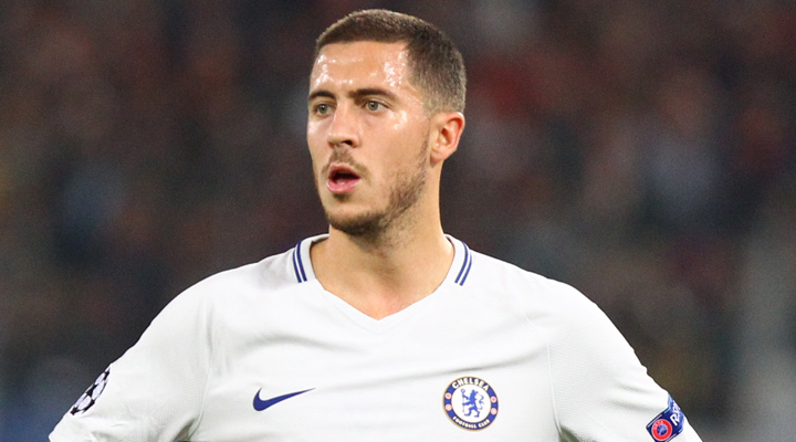 Chelsea FC left winger, Eden Hazard, with the expression on his face probably in line what it was when he found out that his opponent in the round of 16 of the UEFA Champions League 2017/18 will be no other than Lionel Messi and Barcelona FC.