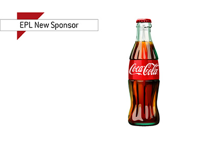 The English Premier League new sponsor - Coca Cola - Drawing of a coke bottle.