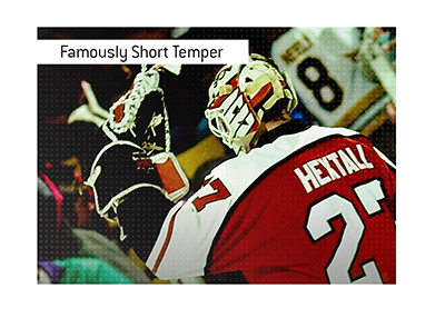 Hockey goaltender Ron Hextall had a famously short temper and a great amount of penalty minutes because of it.