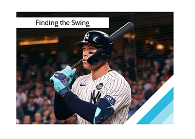 Aaron Judge preparing for a pitch during the 2024 World Series.