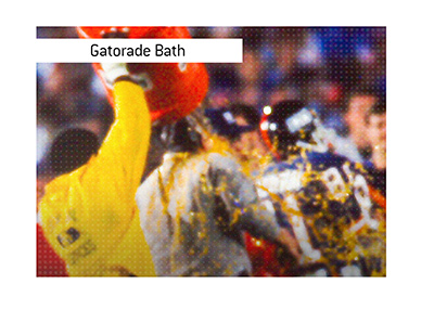 How did Gatorade Showers (baths) start in the National Football League?