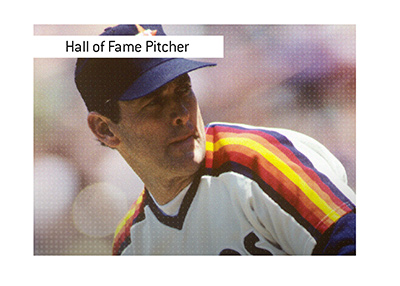 The Hall of Fame pitcher Nolan Ryan in action for the Astros.