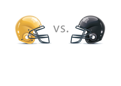 Football Helmets - Greenbay Packers are playing Houston Falcons.