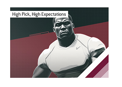 Vector illustration of Vernon Gholston.  A star prospect in American Football.