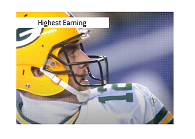 The highest NFL earning player in history is Aaron Rodgers.  In photo: Green Bay Packer days.