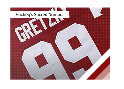 Wayne Gretzky iconic number 99 jersey, symbolizing tribute to Gordie Howe and also an era-defining hockey dominance.