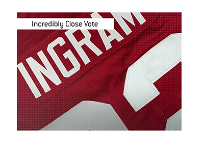 An incredibly close vote took place to decide a 2009 Heismen Trophy winner.  In photo: Ingram jersey.