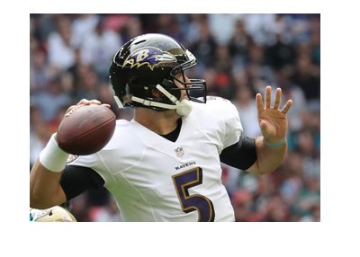 Baltimore Ravens quarterback - Joe Flacco - Number 5 - In action.