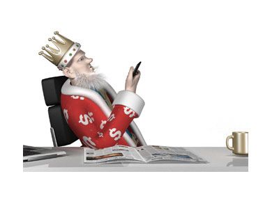 The Sports King is sitting in his office and checking MMA odds on his cellphone.