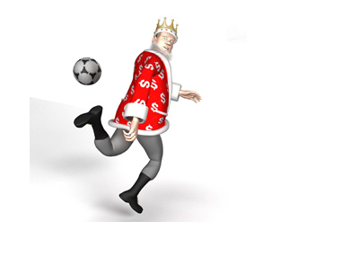 The King is doing tricks with the football. The vibe is good.