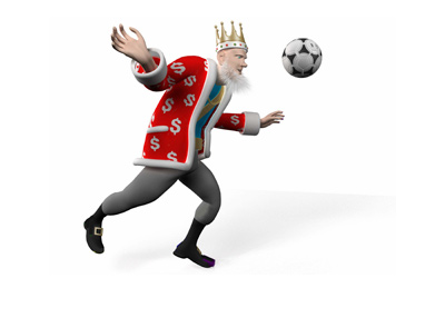 The King caught on camera while receiving a long pass. The sport is football.