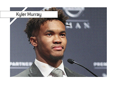 Kyler Murray plans to pursue a career in the NFL. Year is 2019.  Press conference photo.