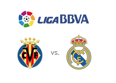 Spanish La Liga (BBVA) matchup between Villarreal and Real Madrid - Match odds and team logos