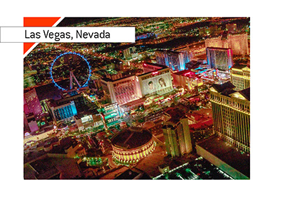 Las Vegas, Nevada. Night shot from a flying drone.