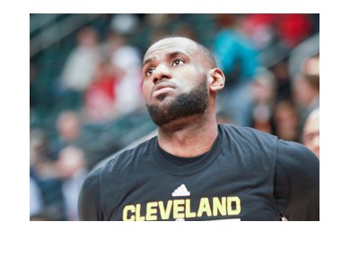 Lebron James of Cleveland Cavaliers - Photo taken during warmup - Black shirt.