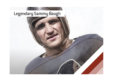 In 1943, Sammy Baugh played quarterback, intercepted four passes, punted superbly, and became the ultimate all-around player in NFL history.