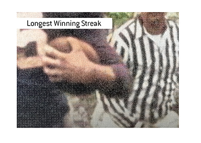 The longest winning streak in college football belongs to Oklahoma Sooners teams of 1953-57.