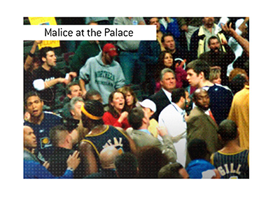 Malice at the Palice - The infamous brawl between players and fans during a NBA match featuring Indiana Pacers and Detroit Pistons.