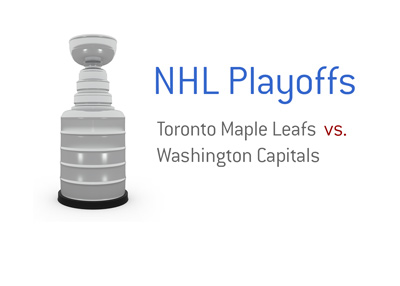 The 2017 NHL Playoffs - Toronto Maple Leafs vs. Washington Capitals - Stanley Cup trophy image.  Who will win?