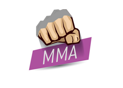 MMA fight - Girl version - Purple / pink banner - Illustration.