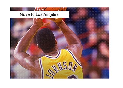 How the Lakers ended up in Los Angeles.  In photo:  Legendary Magic Irvin Johnson taking a free throw.