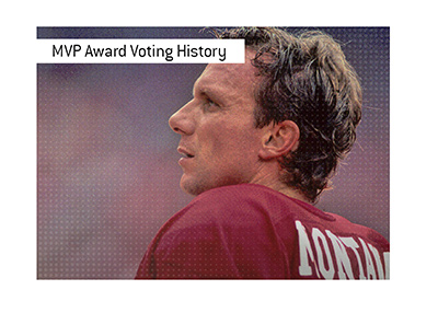 The voting history of the NFL MVP Award.  In photo:  Joe Montana looking up.
