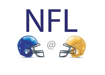 The NFL matchup between New York Giants and Green Bay Packers presented as a clash of helmets.