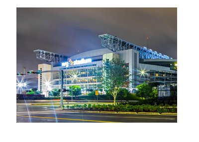 The NRG Stadium, the home of Houston Texans.  Night shot.  Sunday Night Football.