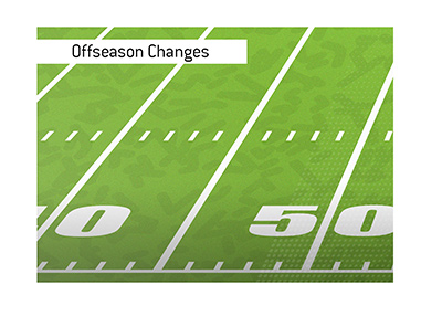 Noteworthy offseason changes in the largest American football league and their impact on winning odds.