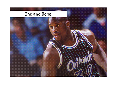 Shaquile ONeal playing for Orlando Magic.