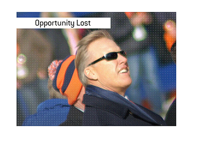 John Elway looking up in the skies.