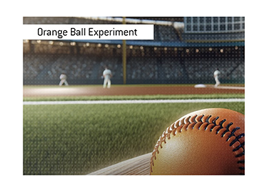 The orange ball experiment took place in 1970s Major League Baseball.