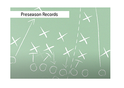 American professional football preseason betting.  Win/loss records of coaches.