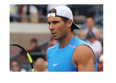 Rafael Nadal - Photographed in the middle of a match.  Focused.