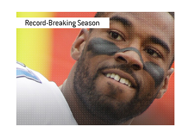 2012 was a record-breaking season for Calvin Johnson. He almost broke the 2000 yard mark.