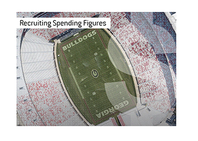Recruiting Spending Figures in college football.  In photo:  Georgia Bulldogs stadium.