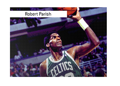 Basketball Hall of Fame player Robert Parish of the Boston Celtics.