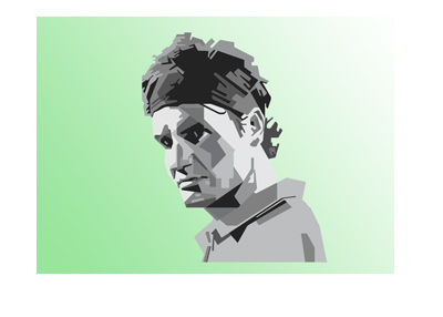 Roger Federer - Geometric shapes illustration - Green background.