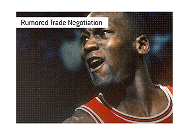 Rumored pre-draft trade negotiation involving Michael Jordan and Julius Erving.