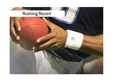 The single season rushing record belongs to Derrick Henry who played for the Titans.
