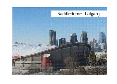 The home of Calgary Flames - Scotiabank Saddledome - Photo taken on a sunny winter day.