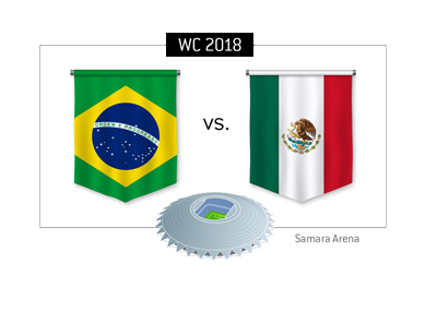 Brazil vs. Mexico match takes place at Samara Srena - 2018 Russia World Cup - Round of 16 - Betting odds and match preview.