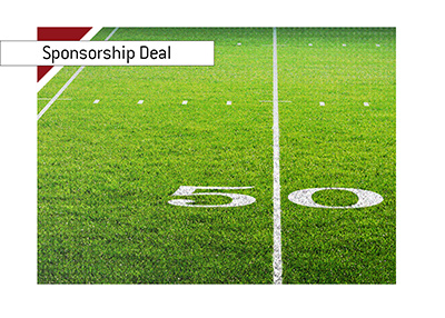 NFL signs a sponsorship deal with Caesars Entertainment.  American football.  50 yard line.