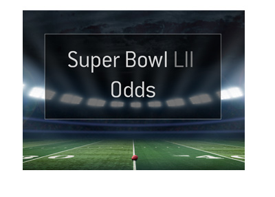 Super Bowl LII - Year 2018 - Odds to win.  Graphic / illustration.