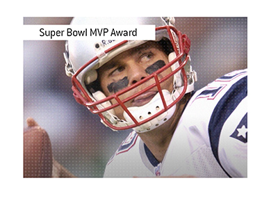 The winners of the Super Bowl MVP Award. In photo: Tom Brady of New England Patriots.